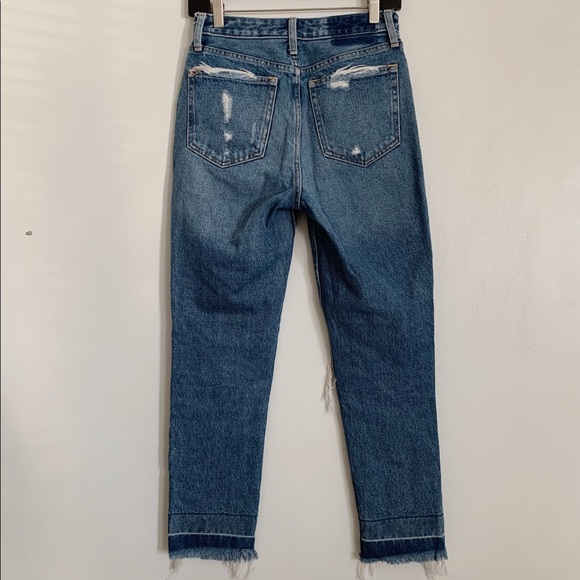 Dark Wash Abercrombie Annie High Rise Girlfriend Distressed Acid Wash Jeans 25 - Picture 7 of 12